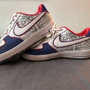 Nike Air Force 1 Low Red, White, and Blue Sneakers